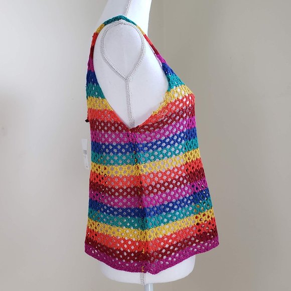 Forever21 Rainbow Print Sweater Tank Top Large - Picture 6 of 13